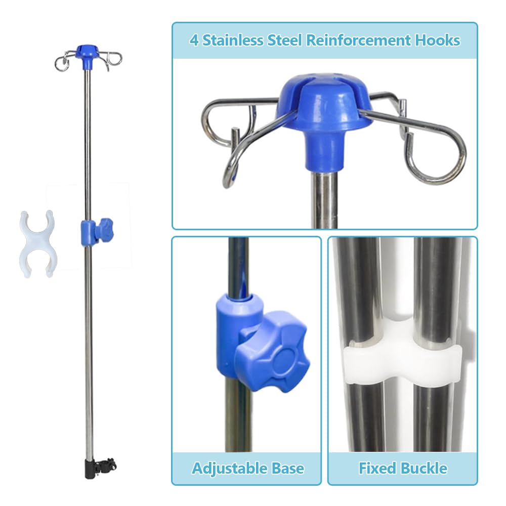 Supporto IV per sedie a rotelle e deambulatori, altezza regolabile da 89 cm a 149,9 cm, portatile