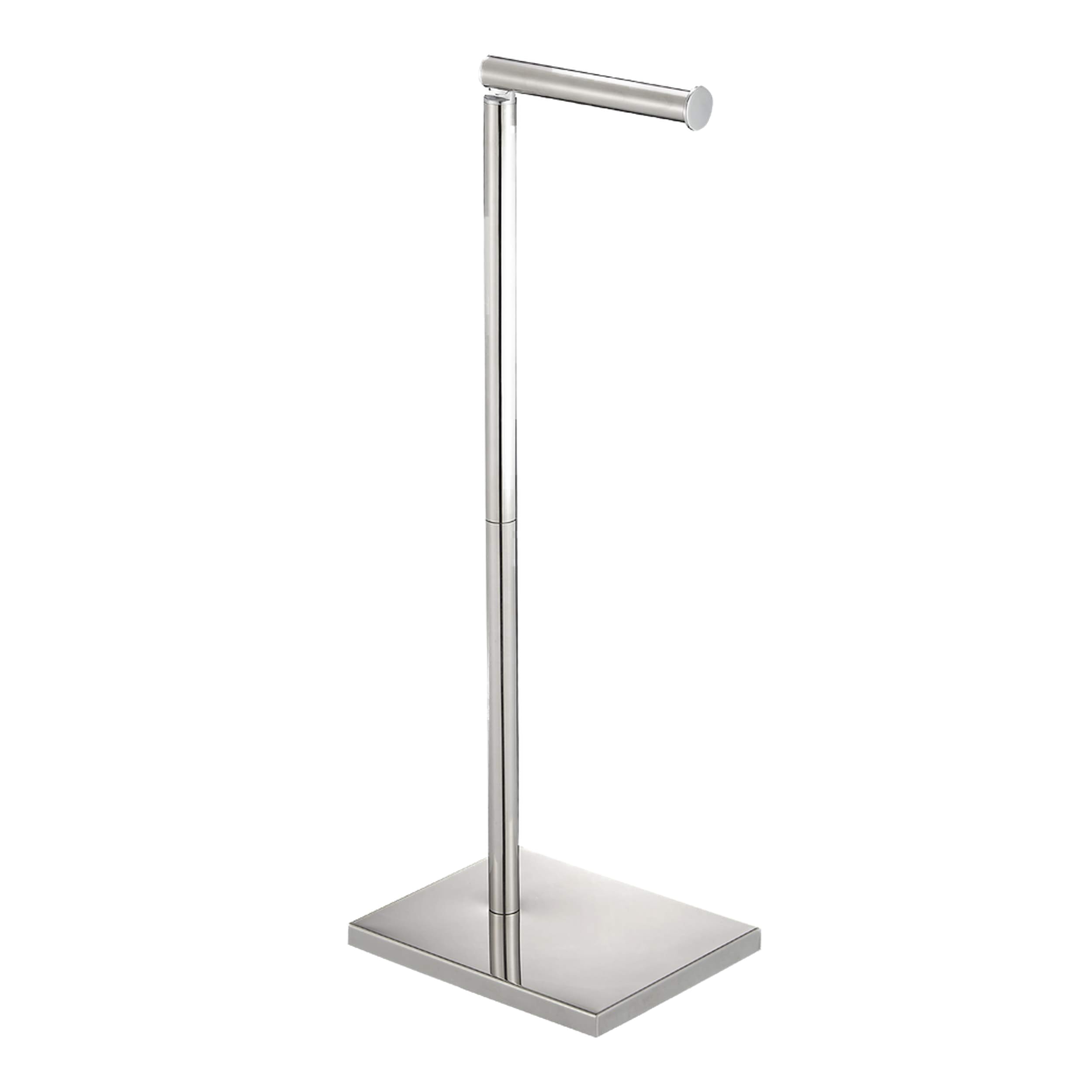 Toilet Paper Holder Stand, Naturous Free Standing Toilet Paper Holder with Reserve for Bathroom, Weighted Base Toilet Paper Stand, Chrome