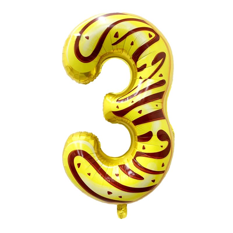 Image of multicolor donuts candy 32 inches 3 numbers shape large big foil helium balloons for party decorations in happy birthday anniversary office items materials set pack