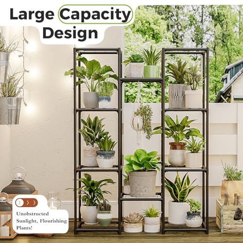 image for Bamworld Plant Stand Outdoor Metal Plant Shelf for Multiple Plants Lar