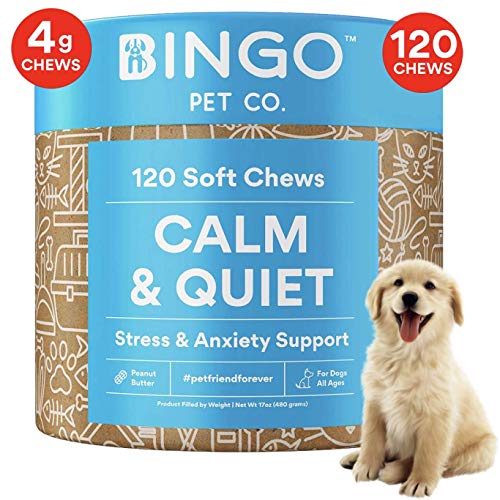 120 Calming Treats for Dogs - Dog Anxiety Relief for Dogs 100% Organic