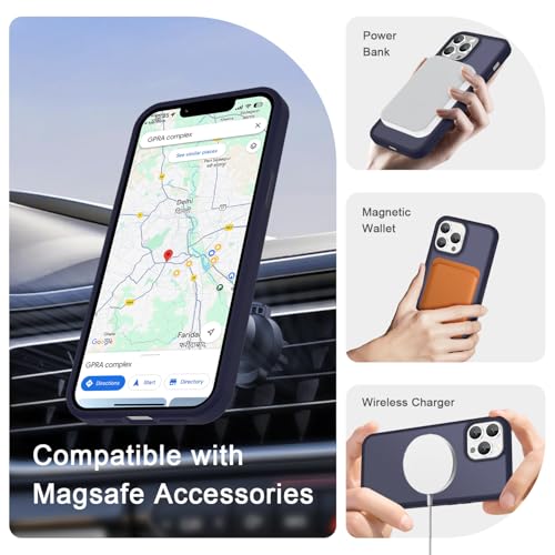 Image of YENAPOON for iPhone 13 Pro Max Case, Matte Magnetic Phone Cover [with 1 Screen Protector] [Support for MagSafe] [Shockproof Military Grade Protection] Translucent Frosted Back, Deep Purple