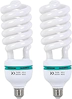 Skytex 2-Pack 135W 5500K CFL Daylight Spiral Bulbs for Photography Softbox Lighting - E27 Socket, Energy-Saving Photo Studio Lights