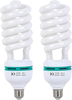 Skytex 2-Pack 135W 5500K CFL Daylight Spiral Bulbs for Photography Softbox Lighting - E27 Socket, Energy-Saving Photo Studio Lights