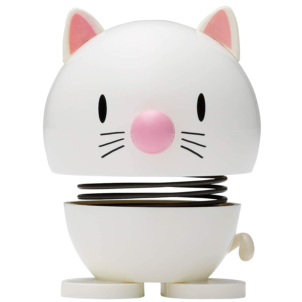 Hoptimist Chat Blanc – Figurine à Secouer Optimiste, Décoration Scandinave Joyeuse Pour Salon, Bureau Ou Chambre