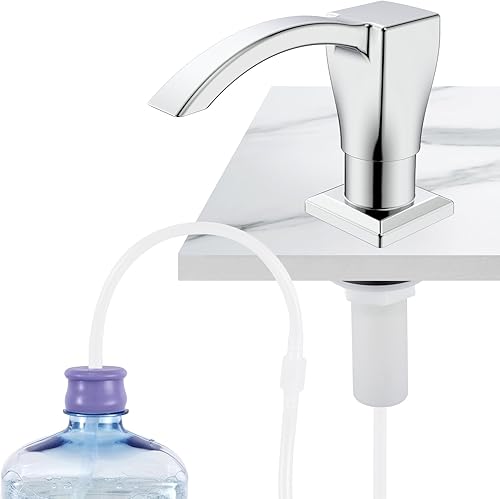 Miniatura 8 de GAGALIFE Dispensador de jabón para fregadero de cocina, níquel cepillado, dispensador de jabón integrado para fregadero de cocina con kit de tubo de