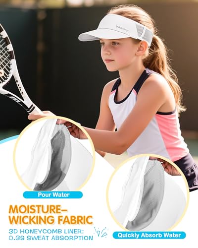 Kids Sun Visor Hats for Girls Boys Lightweight UPF50+ Packable Sun Hat for Running Golf Outdoor Sports4