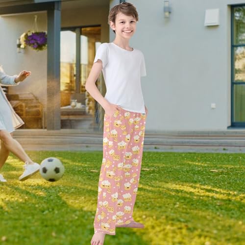 visesunny Boys' Pants Yellow Cute Popcorn Jogger Pants Elastic Waist Long Bottoms Trousers with Pockets4