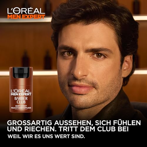 L'Oréal Men Expert Bart & Haut Feuchtigkeitspflege für Männer, Feuchtigkeitscreme für den 3-Tage-Bart, Gesichtscreme für Herren mit holzigem Duft und ätherischem Zedernholzöl, Barber Club, 1 x 50 ml 3