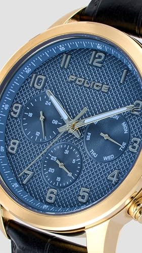 Image of Police Quartz Multifunction Blue Dial Leather Strap Watch for Men-PLAPEWJF0030401