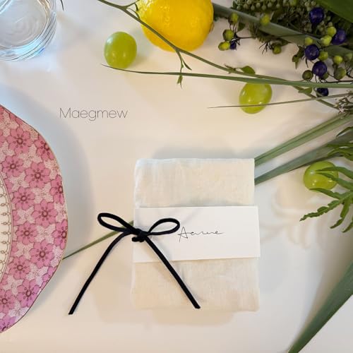 Maegmew 50 Pcs Place Cards for Table Setting -3.94\"X1.57\" Table Place Cards with Velvet Ribbon,Name Cards for Wedding Dinner Party Events (Black)