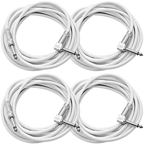 Câbles de guitare jack 6,35 mm coudé 20 pieds blanc Seismic Audio