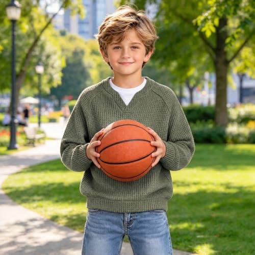 Boys Waffle Knit Sweatshirts Fashion Long Sleeve Pullover Tops 3-14 Years - image 6