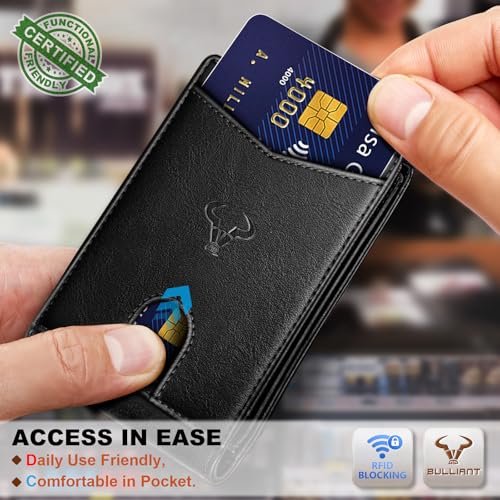 Image of BULLIANT Men Slim Leather Pocket Wallet Bill Holder 11Cards-Genuine Leather | RFID Blocking | Easy Access | Gift Boxed
