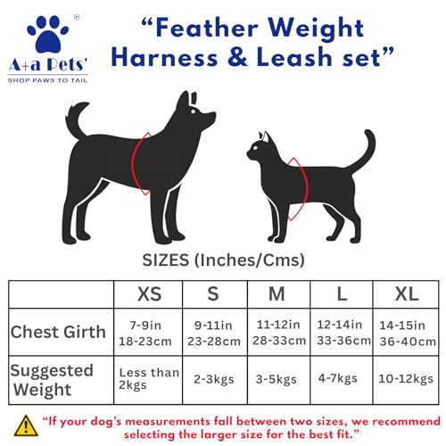 Image of A+a Pets' Feather Weight Cat and Dog Harness & Leash Set - Escape Proof, Adjustable, No Pull, Soft Padded Vest for Persian Cats, Kittens, Small Dogs (Grey, M)