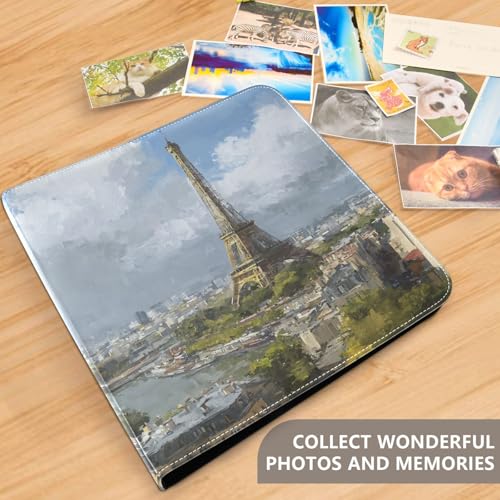 Álbum de fotos ALAZA Vintage París Torre Eiffel, tapa de cuero sintético PU, encuadernación con anillas, para bodas, viajes y recuerdos familiares miniatura 4