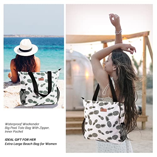 Image of Buringer HOMESPON Large Tote Bag with Pockets shoulder bag Lightweight for Travel Hiking Beach Gym