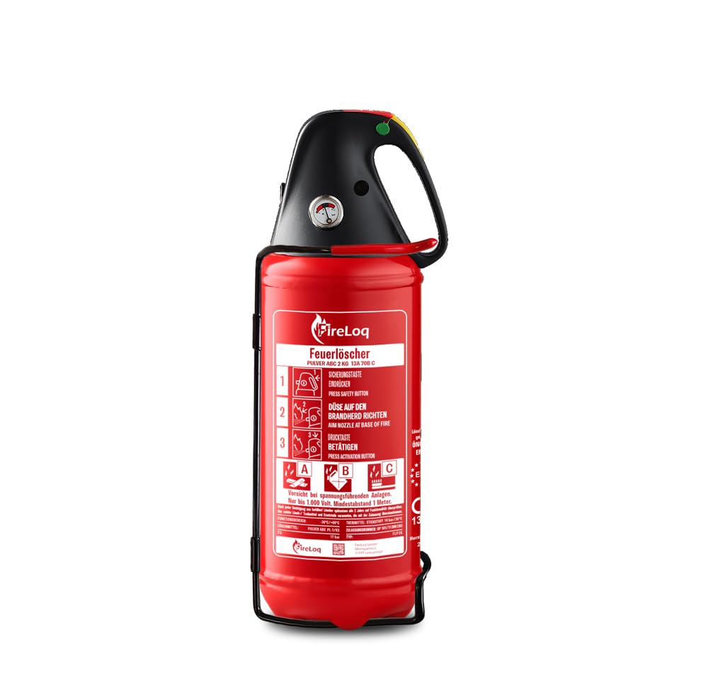 2X 2kg Pulver Feuerlöscher für Brandklasse ABC mit 13A | 89B | C ergibt 4 LE Dauerdruck inkl. Prüfnachweis,Wandhalter und Manometer