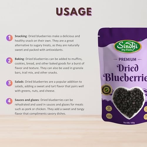 Image of Sindhi Dry Fruits Dried Blueberries, Dry Fruit, Vitamin-Rich Dried Fruit, Antioxidant-Packed and Fibre-Powered, 100 grams