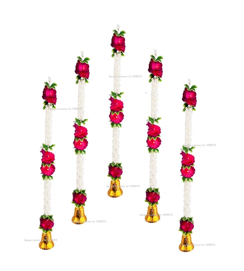 SPHINX Artificial Jasmine (Mogra) Decorative Latkans/Torans/Backdrop Hangings/ for backdrop decorations, wall decor, wall hangings, housewarming - (Approx 2.5 ft, 25)