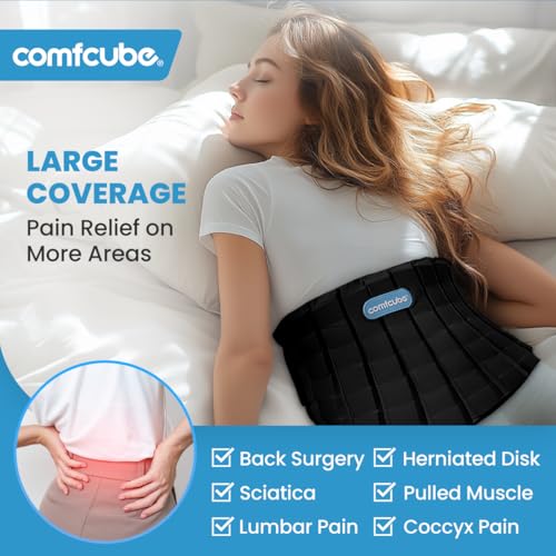Image of Ice Pack for Back Pain Relief, 2 Hours Long Lasting Cold Therapy Flexible Lower Back Ice Pack Wrap for Injuries, Sciatica, Coccyx, Swelling, Surgery Gift(Black)