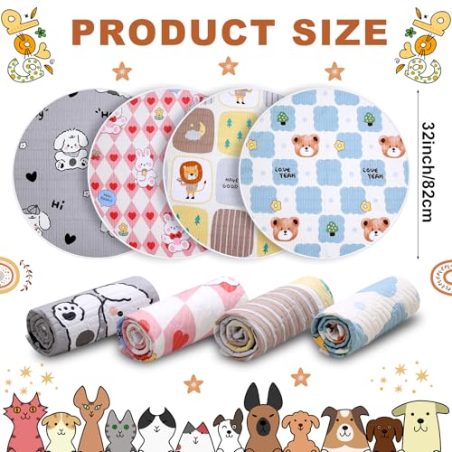4 pcs wasserdichte wiederverwendbare Welpenunterlagen für Wurfkisten saugstarke runde Trainingsunterlagen für Hunde Katzen Meerschweinchen Zuchthunde als Hundebett Schutz oder Tierboxen Unterlage 82cm