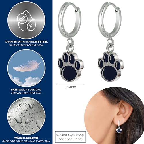 Stone Armory Earrings for Penn State University Jewelry Gifts for Women, Graduation – Stainless Steel Skin-Friendly Penn State Nittany Lions Earrings 18K Gold Finish Penn State Paw Hoops3