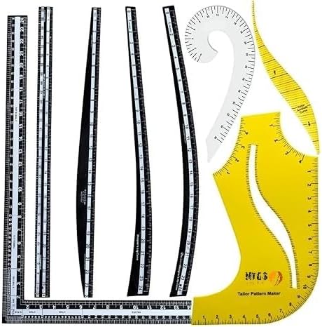 NTGS Tailoring Ruler Set | Black & Yellow French Curve, L-Square, Hip ...