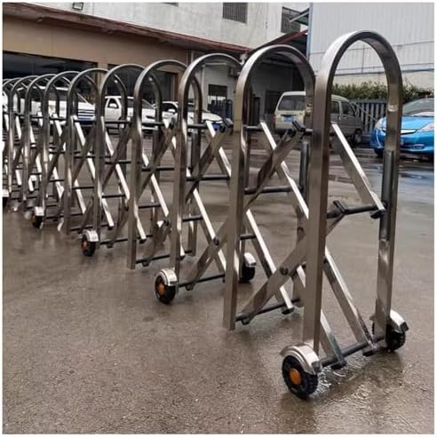 Stainless Steel Expandable Retractable Barricade with Wheels - Durable Security Barrier for Driveway Isolation (1.5x8m) - Perfect for Events, Safety, and Crowd Control