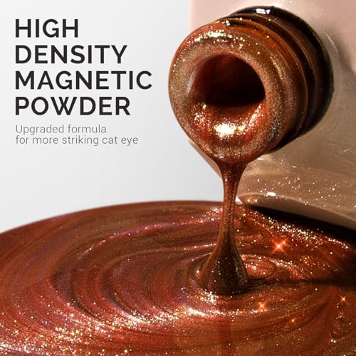 Image of MelodySusie Jeweliver Cat Eye Gel Nail Polish, 0.5 Fl Oz Brown Glitter Holographic Magnetic Nail Polish with Magnet, UV Nail Polish for Nail Art Manicure Salon DIY at Home C6692