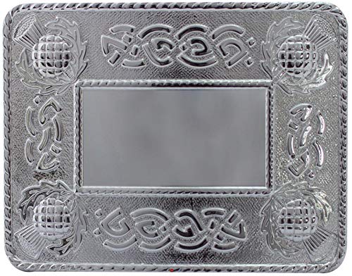Falda escocesa kilt hebilla de cinturón I LUV LTD con diseño de cardo celta pulido en Escocia