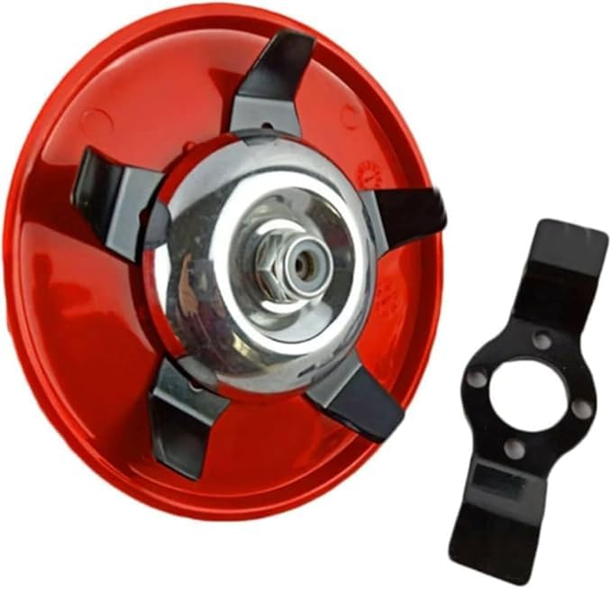 Replacement Trimmer Blade Hurbicide Set with Shield For Brush Cutter, 5-Point Star Design, Metal Construction, Black and Red