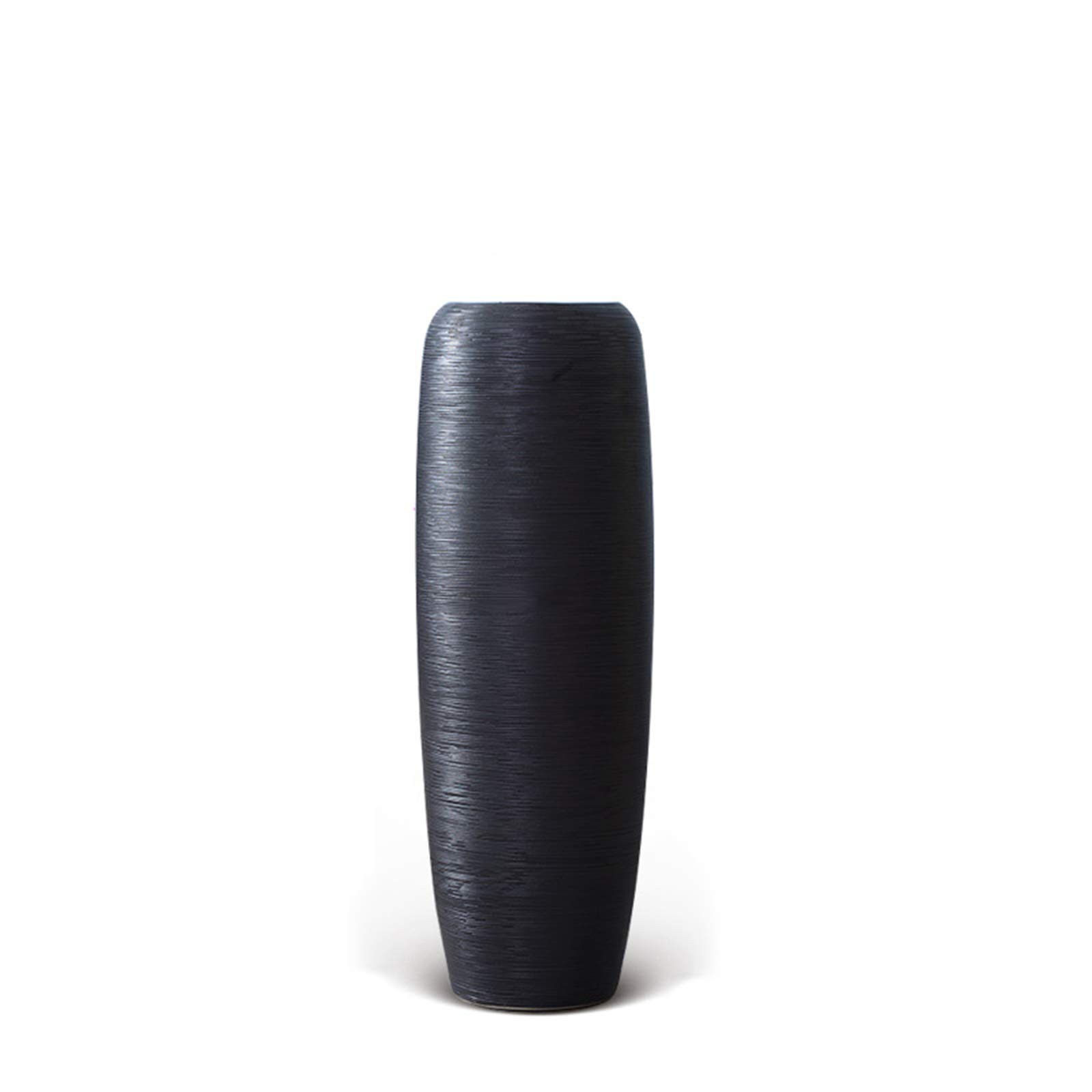 asdchZen Indoor Gardening Floor-Standing Large Vase, Black Stripe Decorative Vase Multifunction Hotel Lobby Ballroom Decorative Vase,24 * 80CM