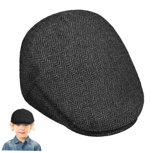 BESPORTBLE Boys Classic Newsboy Cap Vintage Beret Hat for Kids Stylish Toddler Flat Hat Herringbone Design Winter Accessory for Children Multi
