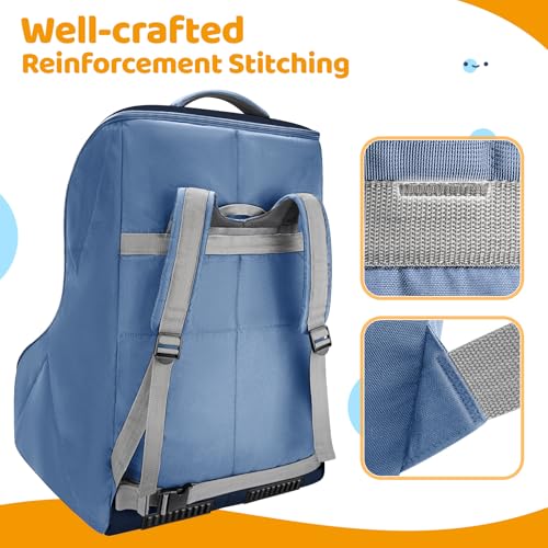 Image of YOREPEK Padded Gate Check Car Seat Travel Bag, Baby Travel Essentials | Shoulder Strap, Waist Strap, Padded Portective, PU Leather Wear-Resistant Bottom, Carseat Bag for Air Travel with Side Pocket
