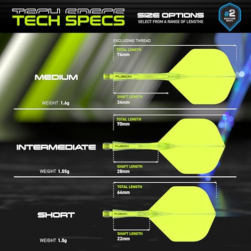 Image of Winmau Fusion No.2 Integrated Flight & Shaft System - Lightweight Replacement Set for Steel & Soft Tip Darts - 90-Degree Wing Design Sizes