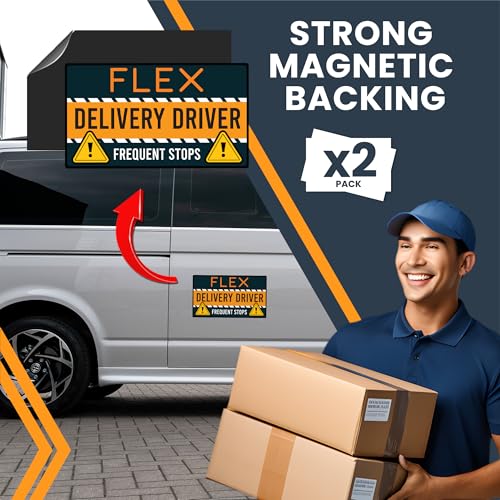 Image of Magnet Me Up Flex Delivery Driver Automotive Magnet Decal, 2 Pack, 8x4.5 inches, Automotive Magnet for Car, Truck, SUV, Vehicle Safety Sign for Flex Delivery Driver, Crafted in USA