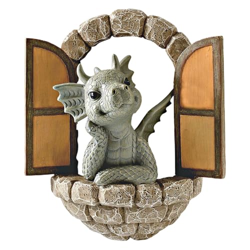 Statua del libro di lettura del drago, graziosa scultura di drago in resina, ornamento a forma di farfalla, statuetta da giardino fantasy, decorazione artistica per porta delle fate, decorazione