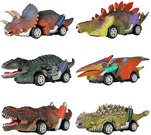 GLURIZ Coche Dinosaurios de Juguetes Incluir 6 Dinosaurio, Juguetes de Dinosaurio para Coche, Juguetes para Niños, Regalos para Niños Años 3 +