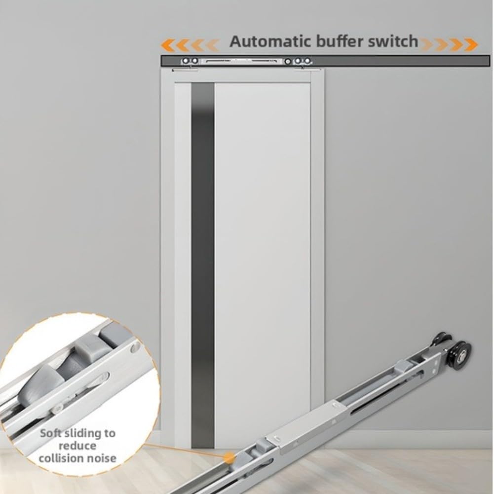 Poche dissimulée robuste pour rail de porte, double rail coulissant tampon, fonctionnement fluide, kit réglable en nylon et aluminium