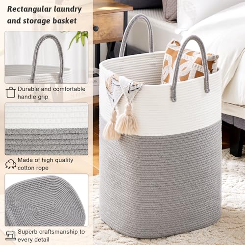 Laundry-BasketWoven-Cotton-Rope-Laundry-Hamper-Sorters100L-Versatile-Storage-for-Dirty-ClothesBaby-Toysand-Blankets-in-Bathroom-Nurseryand-Living-Room