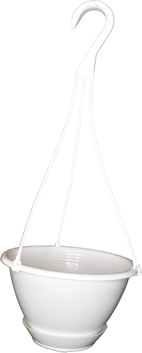 8'' White Plastic Hanging Basket with Saucer by Koba (5)