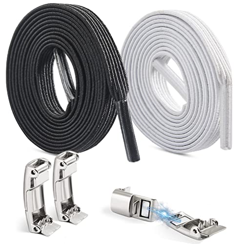 Gmili Lacets Élastiques avec Fermoir en métal Magnétique, Sans Cravate Lacets/ Sans Laçage Lacets, Lacets Élastiques Universels pour Enfants et Femmes Adultes (100cm)