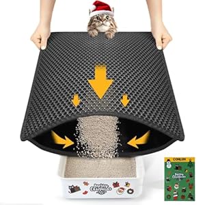 Tapete de arena para gatos de tamaño compacto de 23.6 x 14.6 pulgadas para espacios pequeños, capa trasera impermeable a prueba de fugas, alfombrilla de captura de panal de abeja, lavable, fácil de