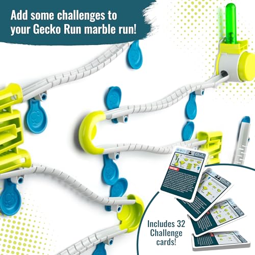Image of Gecko Run Marble Run Challenge Edition by Thames & Kosmos | Vertical Marble Run w /Flexible Tracks, No-Mess Setup | Challenge Cards for a Head-to-Head Engineering Design Game for Teams or Solo Play