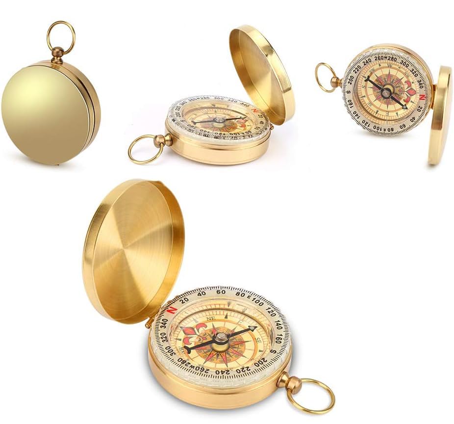 Bussola In Ottone Impermeabile Tascabile - Per Escursionismo, Campeggio E Navigazione - Foto 9