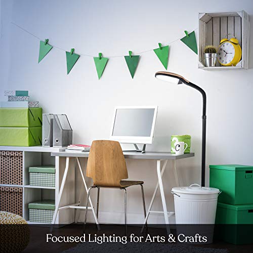 Brightech Litespan - Bright Led Floor Lamp For Crafts And Reading, Estheticians' Light For Lash Extensions, Adjustable Gooseneck Standing Lamp For Living Room, Bedroom And Office - Natural Wood #TOP3