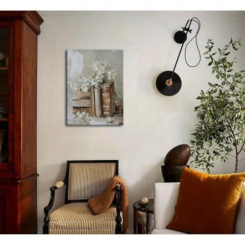 Art mural de fleurs vintage LSYALUCK grand format 80x110cm en toile premium