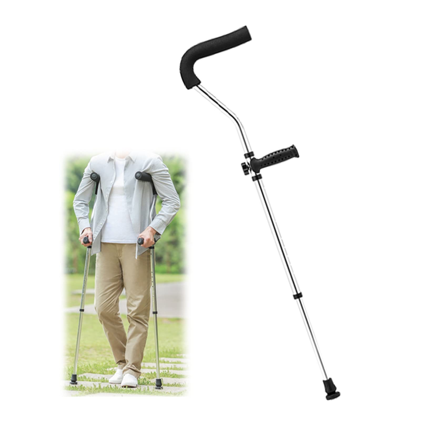 Kule dla Dorosłych Pod Pachą, F-Kształtne Regulowane Aluminiowe Kule, Ergonomiczny Uchwyt, Wysokość 158-178cm (Size : 1 Count)