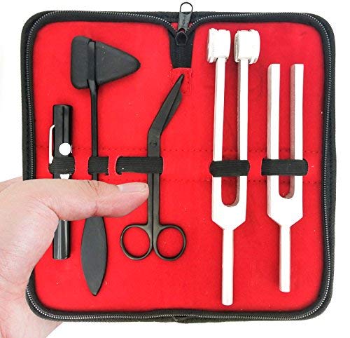 Tactical Black - Set of 5 pcs Reflex Percussion Taylor Hammer + Penlight + Tuning Fork C 128 C 512 + Bandage Scissors 5.5" - Thumbnail 2